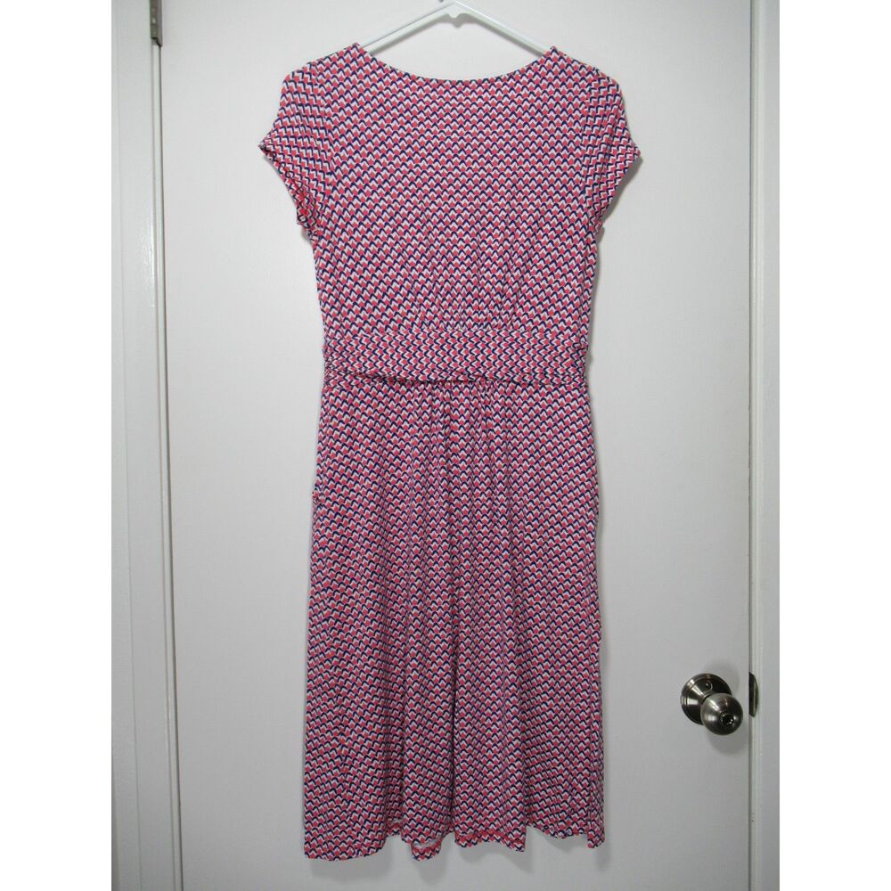 Boden Amelie Jersey Dress in Pink & Navy Geometric Print Size 8 - Picture 2 of 5